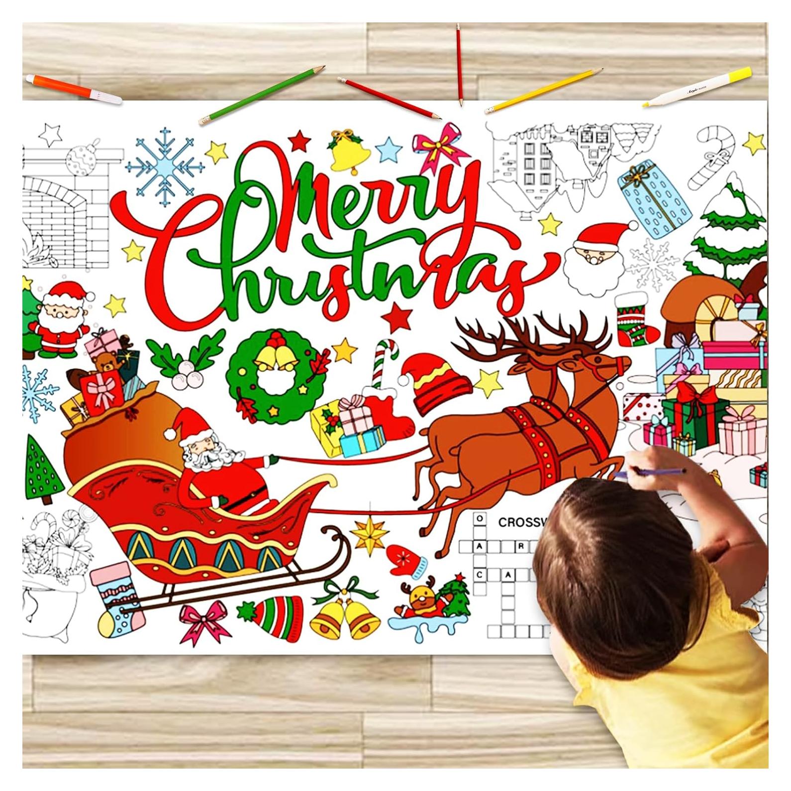 Mantel para Colorear de Navidad JUNQIU 182.88 x 78.74 cm