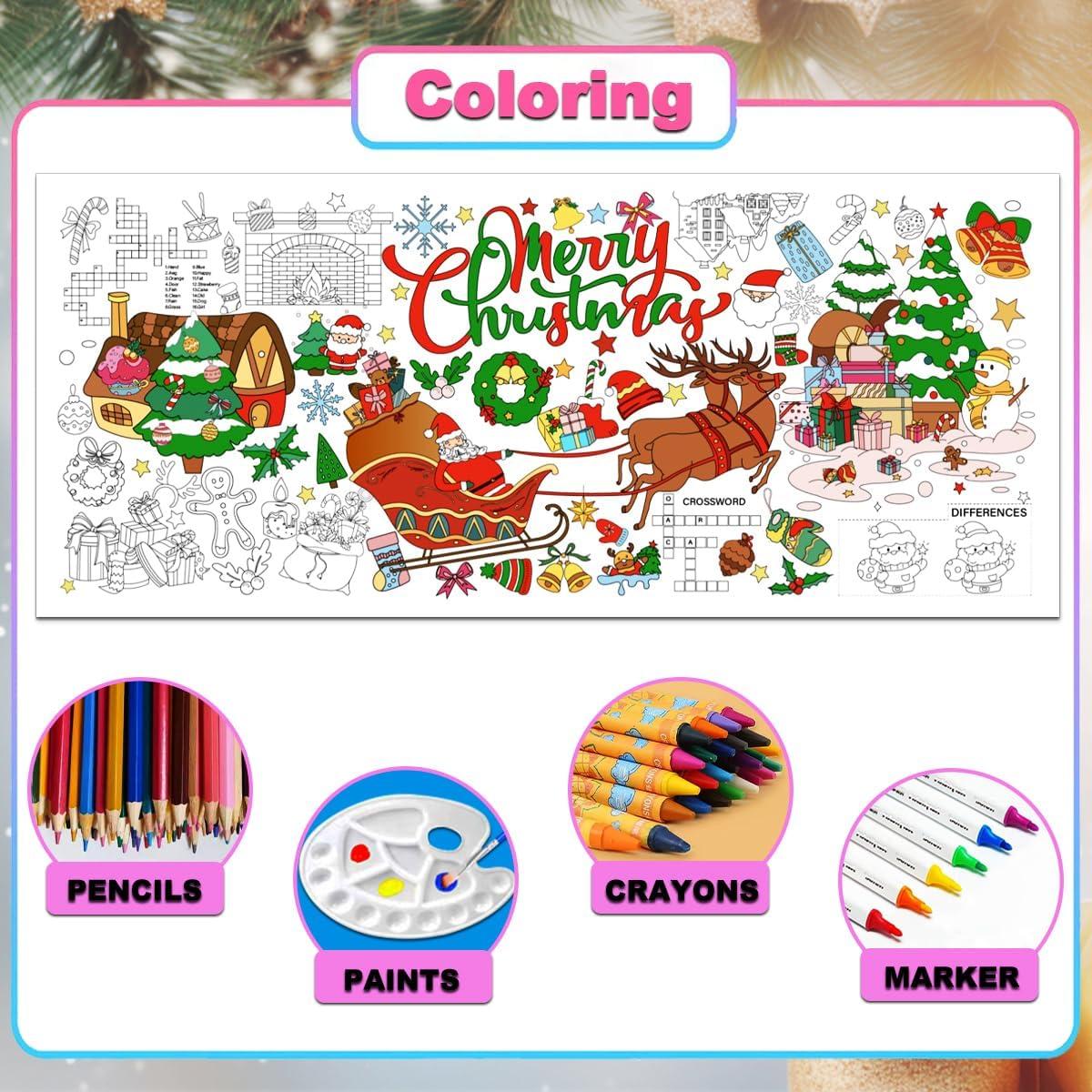 Mantel para Colorear de Navidad JUNQIU 182.88 x 78.74 cm