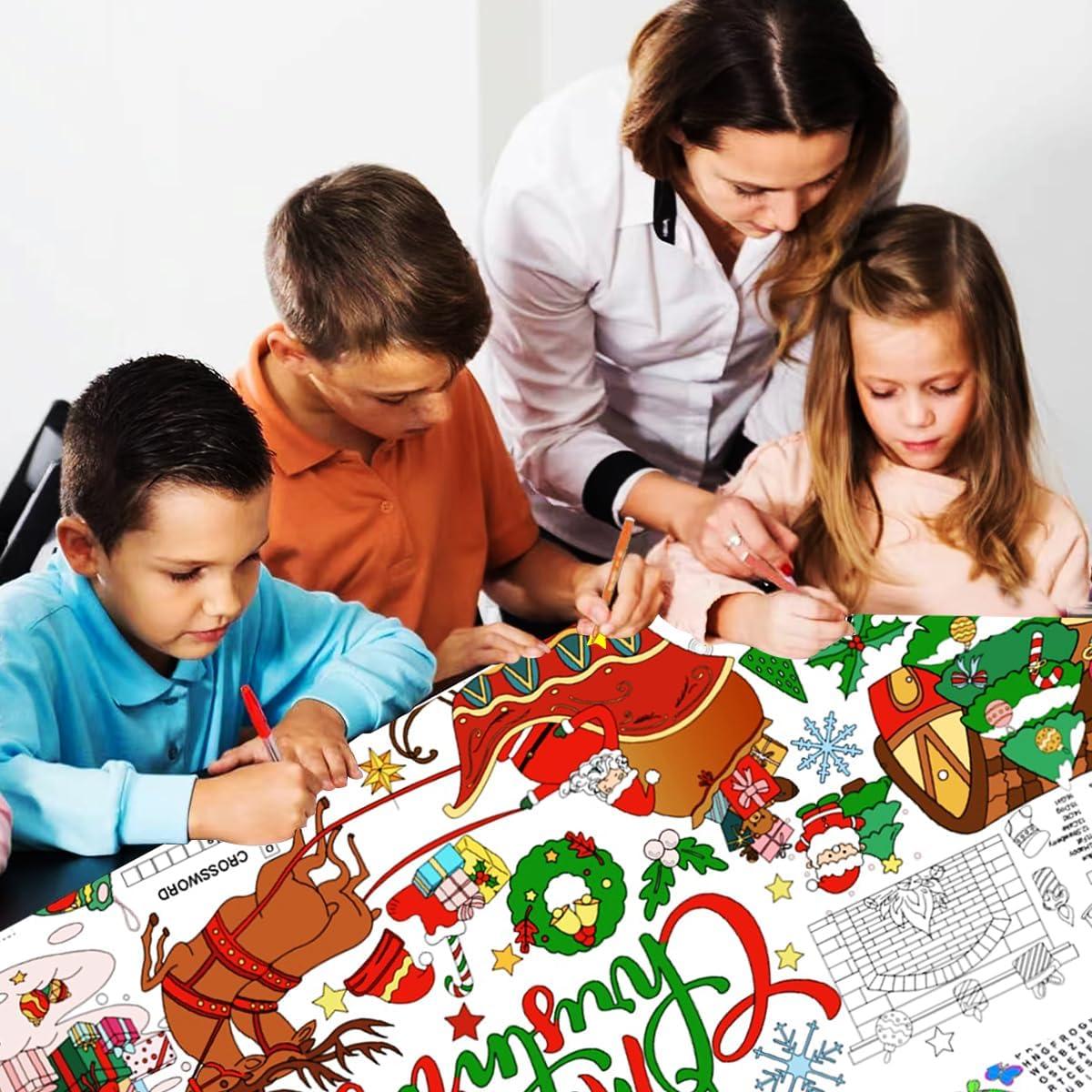 Mantel para Colorear de Navidad JUNQIU 182.88 x 78.74 cm