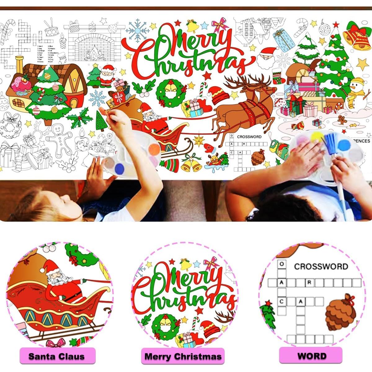 Mantel para Colorear de Navidad JUNQIU 182.88 x 78.74 cm