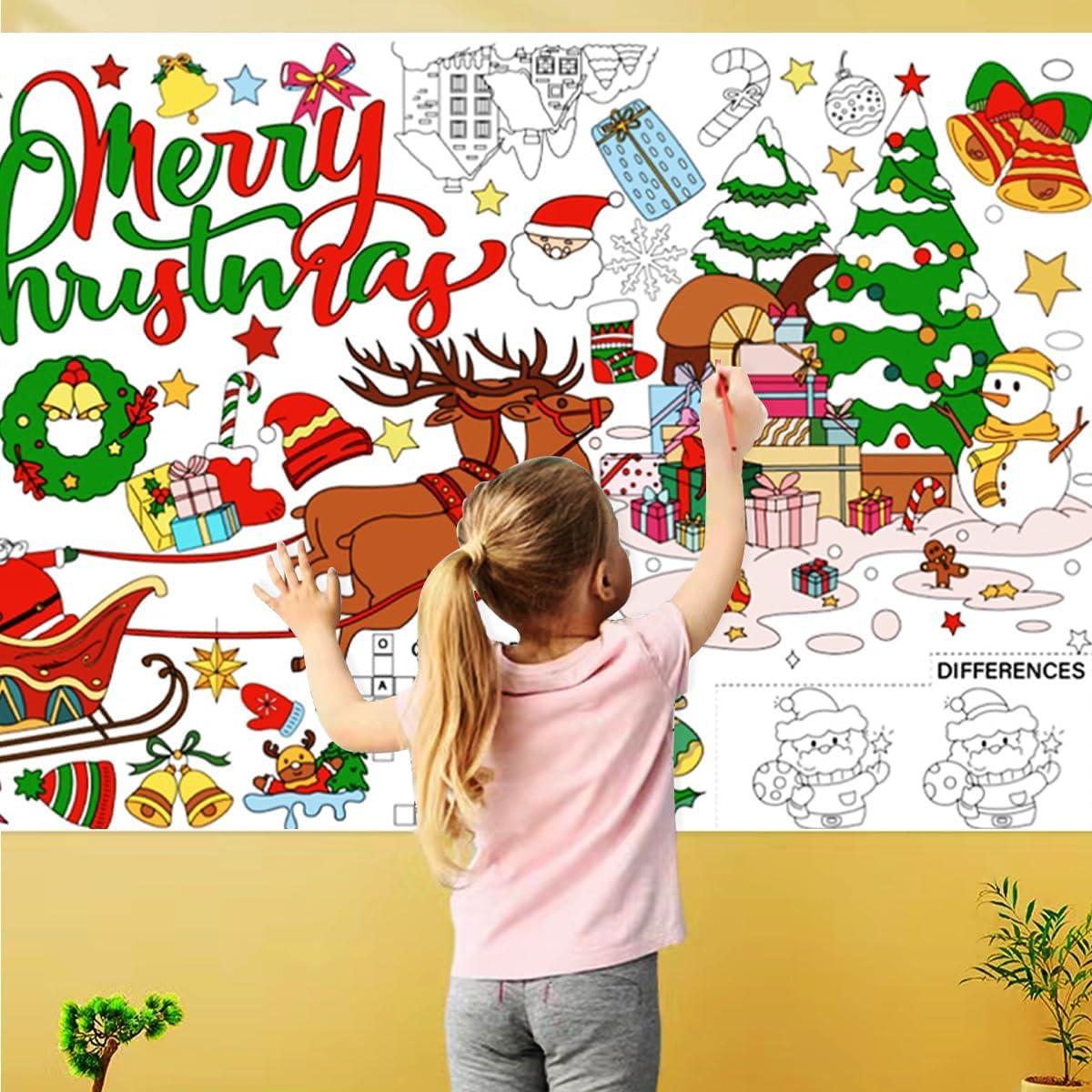 Mantel para Colorear de Navidad JUNQIU 182.88 x 78.74 cm