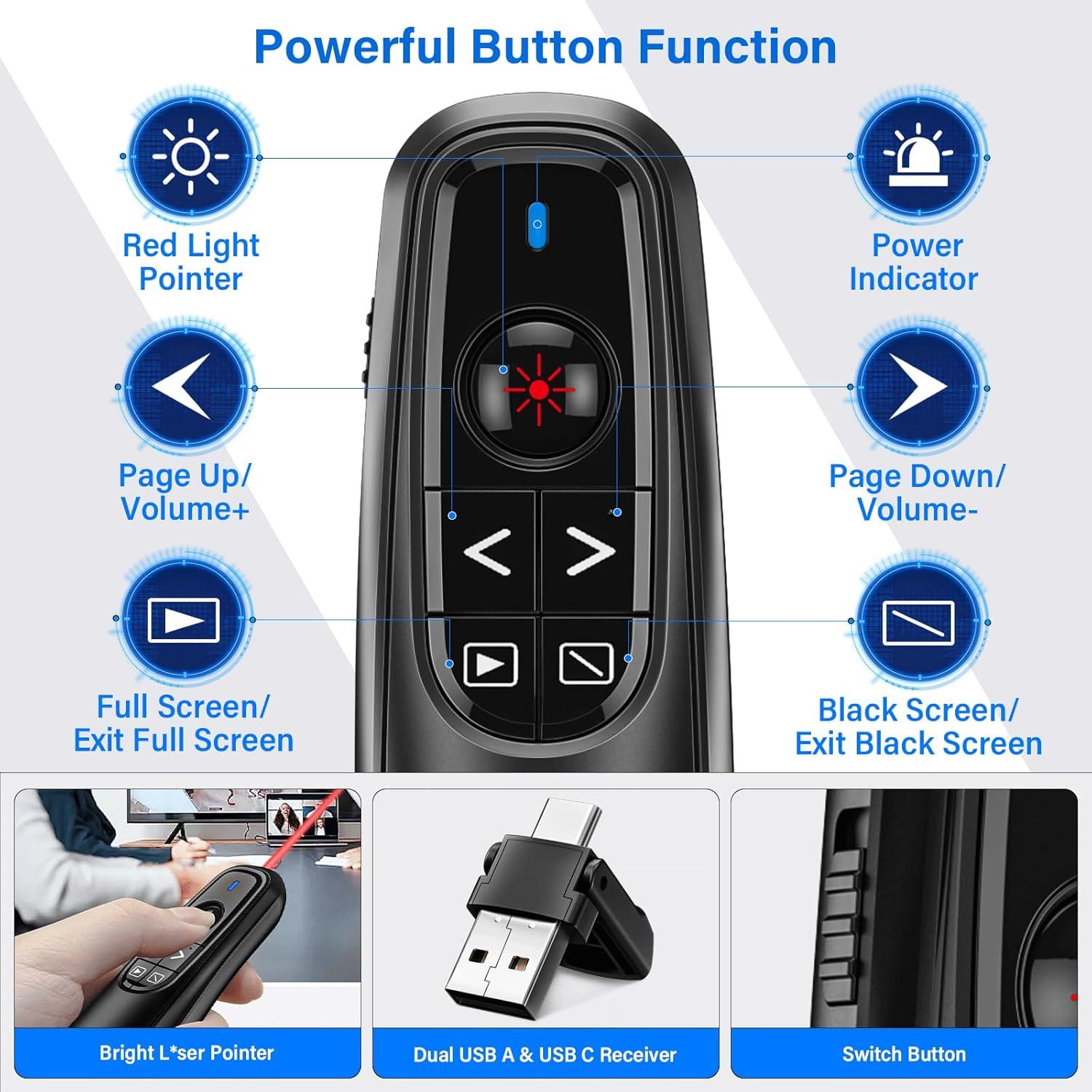 Clicker de Presentación Inalámbrico 2-en-1 USB C Dongguan