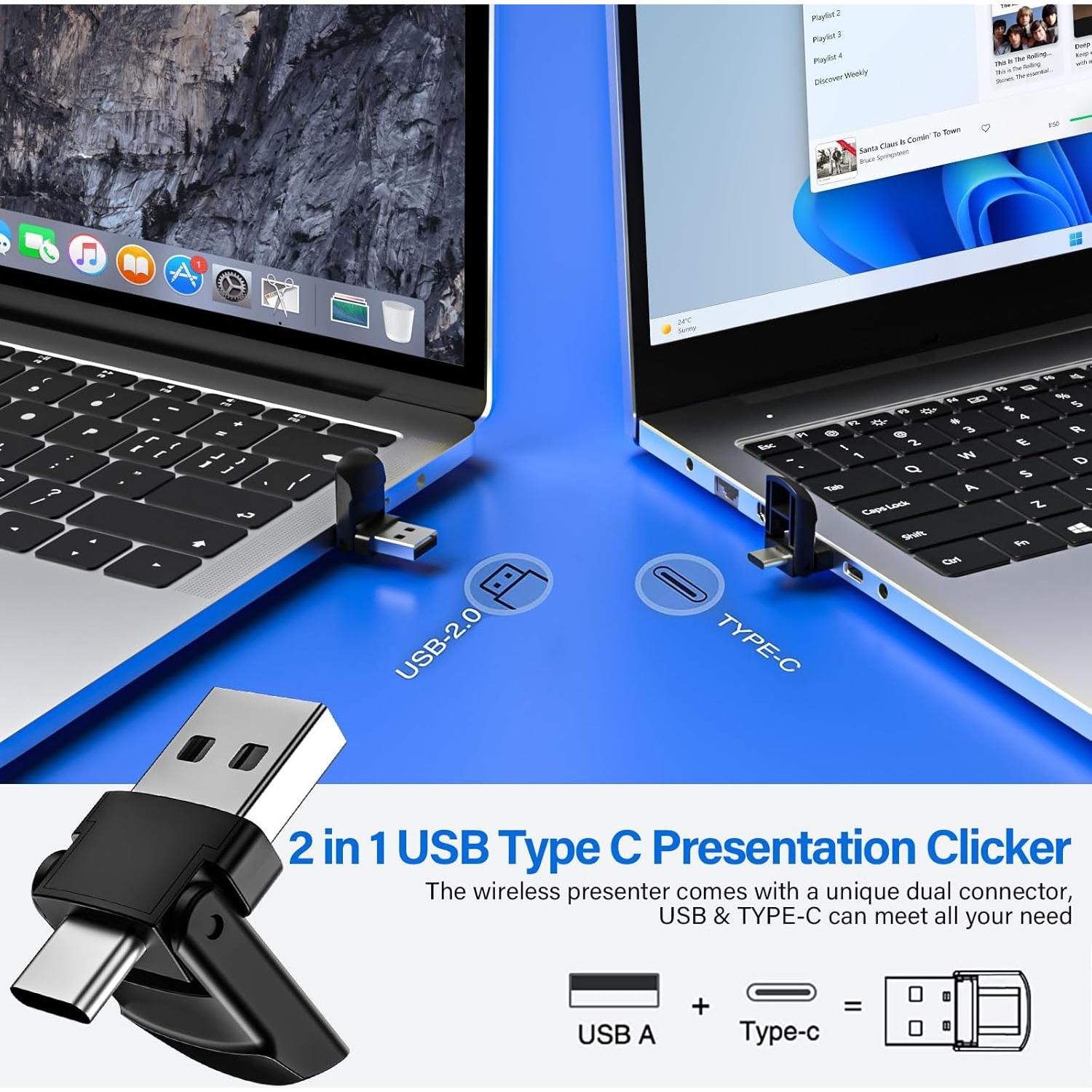 Clicker de Presentación Inalámbrico 2-en-1 USB C Dongguan