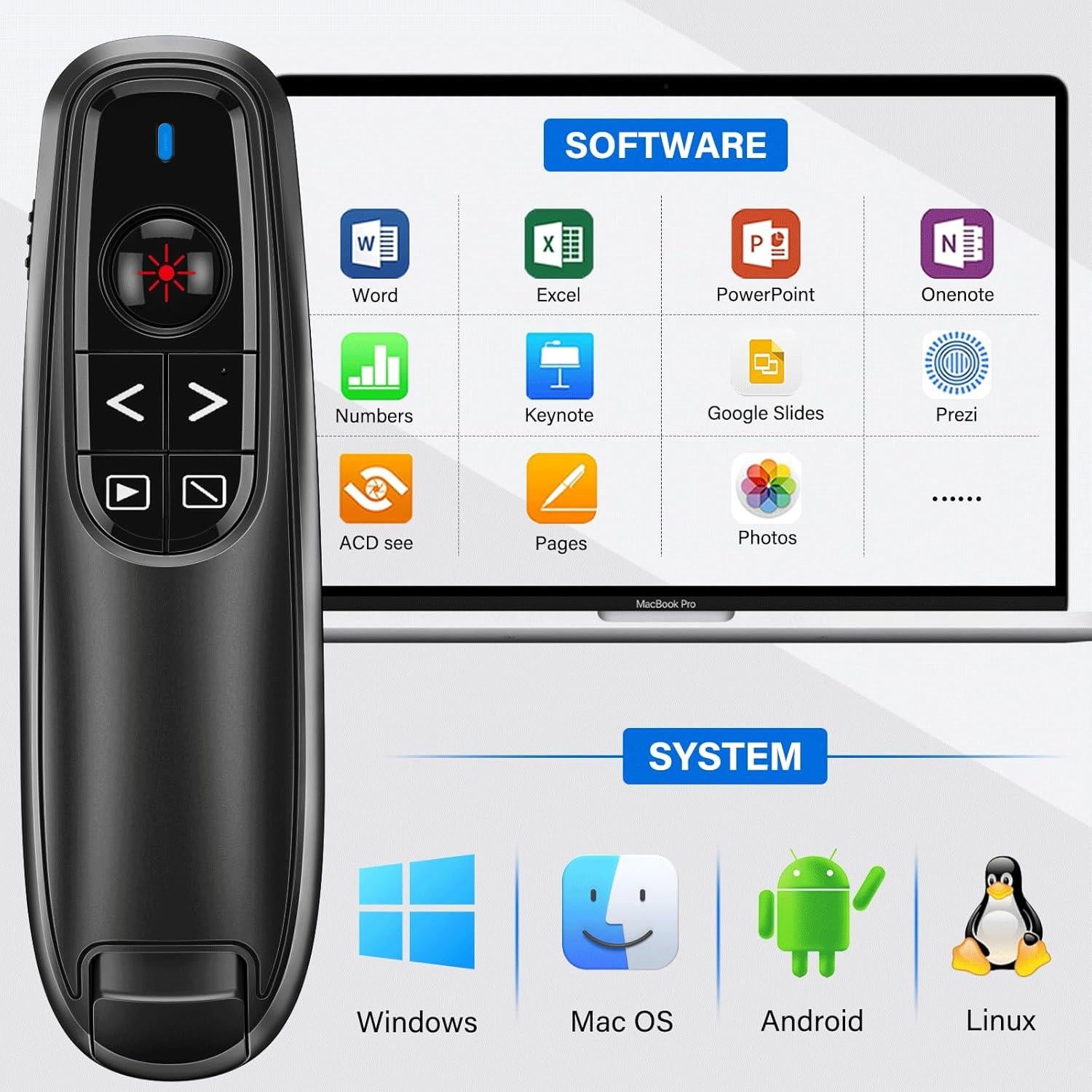 Clicker de Presentación Inalámbrico 2-en-1 USB C Dongguan