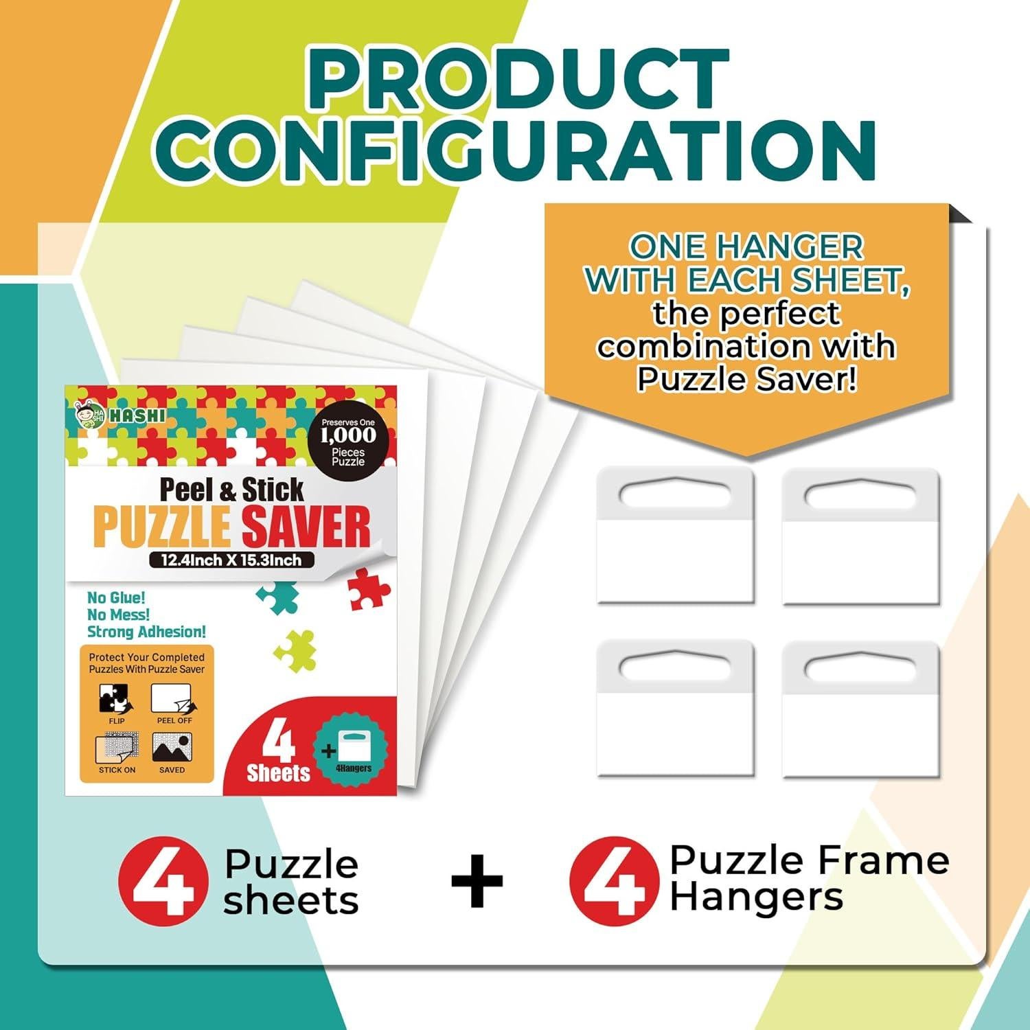 HASHI Puzzle Saver 4 Hojas 31.5 x 38.9 cm con Ganchos