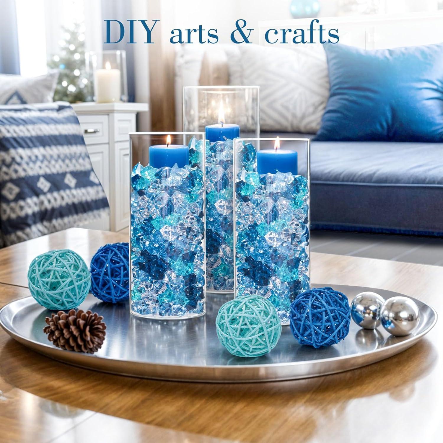 DomeStar 500PCS Rocas de Hielo Acrílico Azul Decorativas