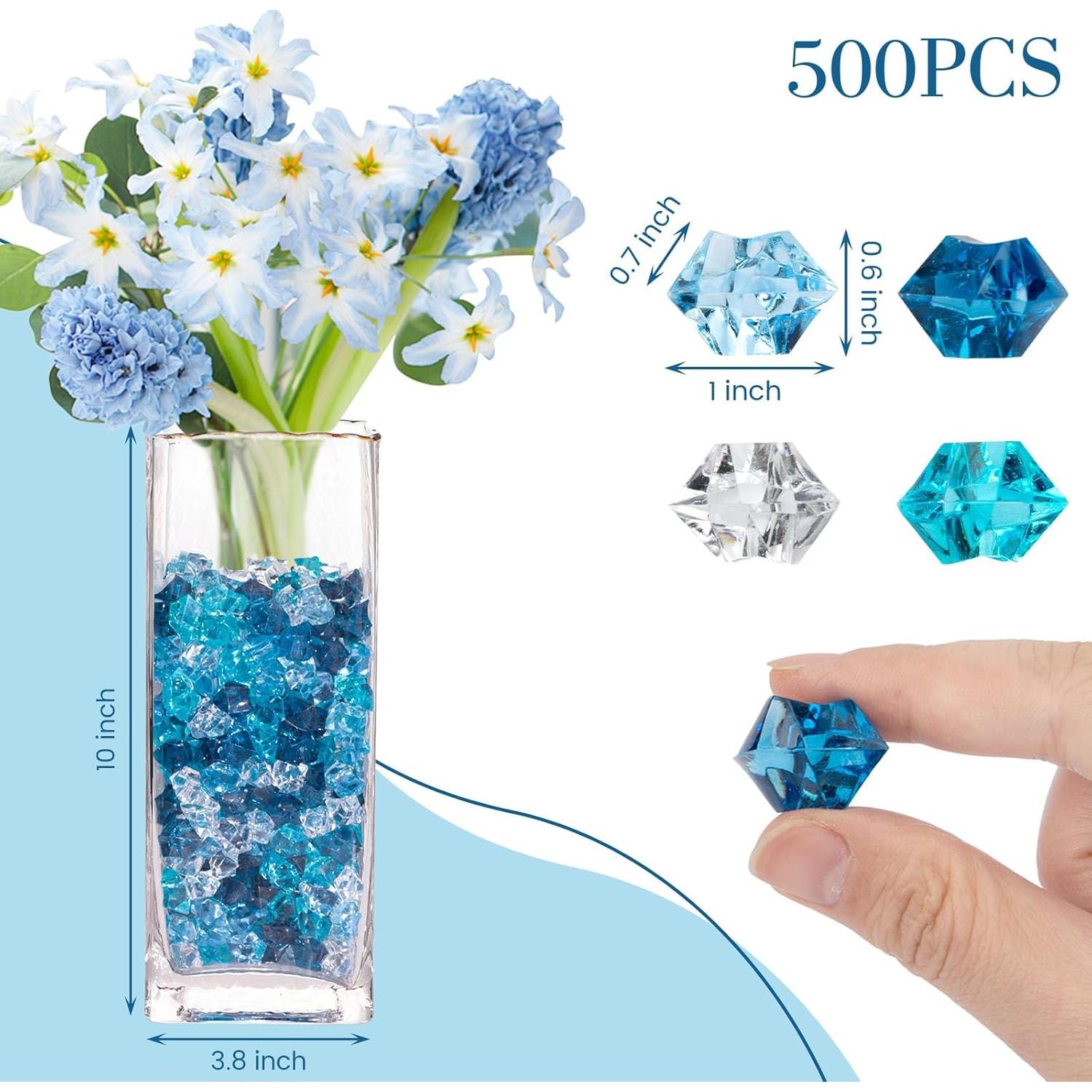DomeStar 500PCS Rocas de Hielo Acrílico Azul Decorativas