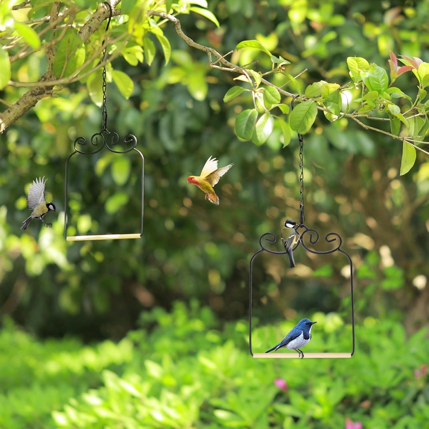 2PK Columpios y Perchas para Colibrí XYADX - Metal y Madera