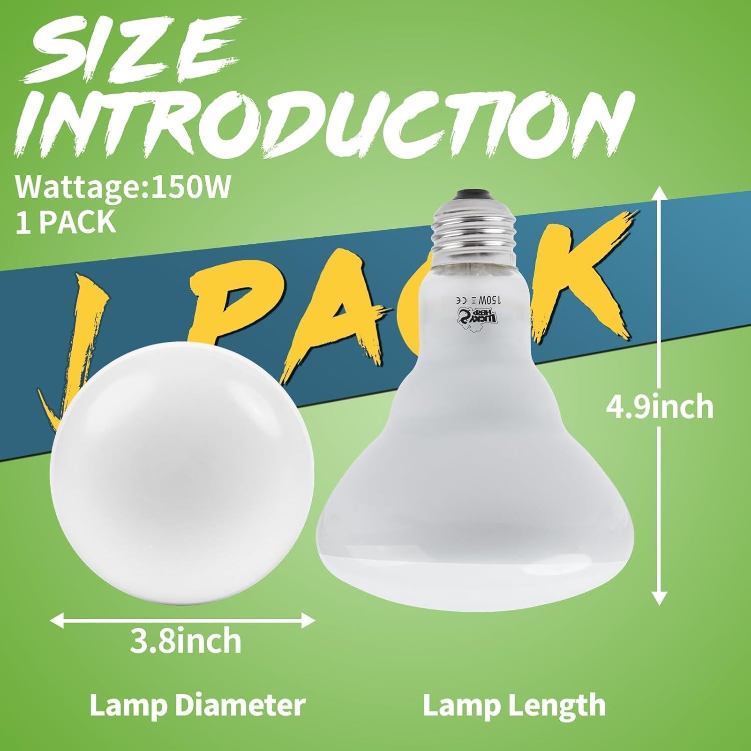 Bombilla de Calor para Reptiles LUCKY HERP 150W UVA 1 Paquete