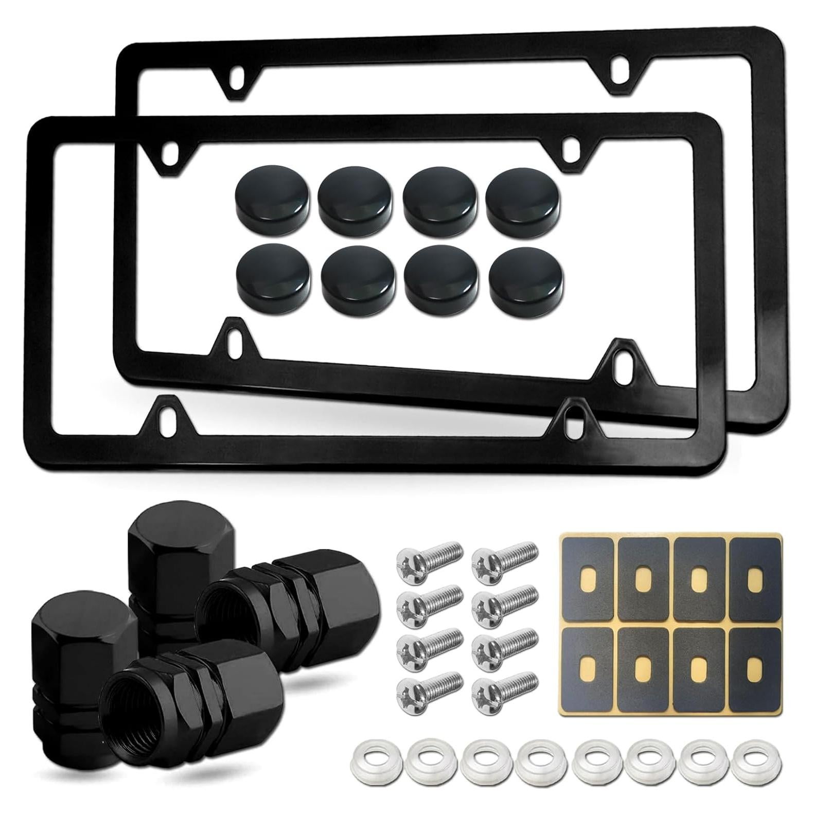 Marcos de Placas de Licencia Negros Mate YoUoY - Paquete de 2