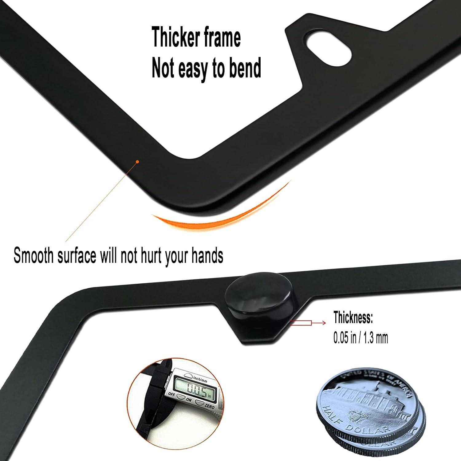 Marcos de Placas de Licencia Negros Mate YoUoY - Paquete de 2