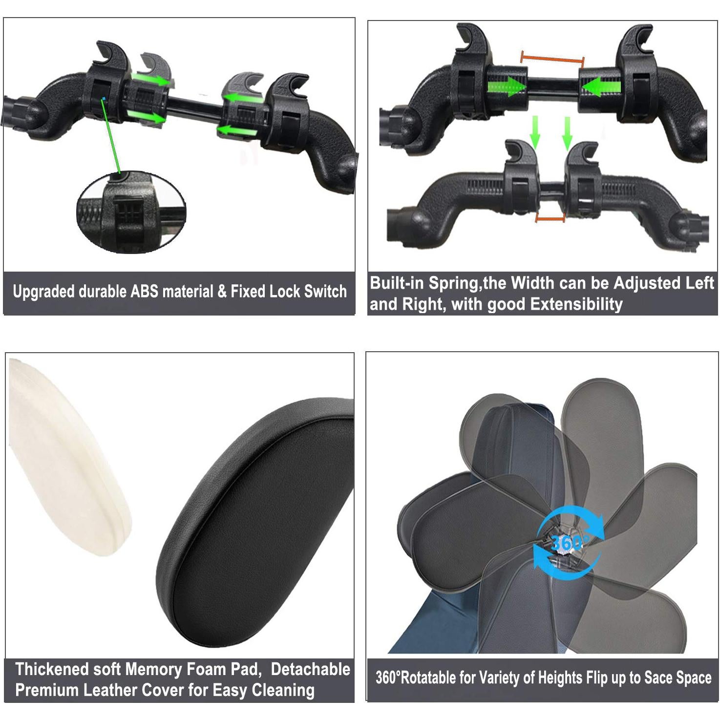 Almohada de Reposacabezas JZCreater Ajustable para Coche Beige