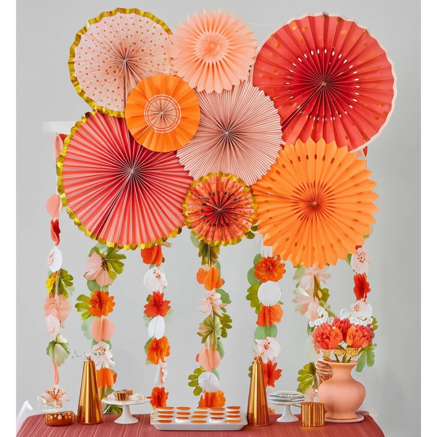 Juego de Decoración de Pared Origami PapaKit - 8 Ventiladores de Papel