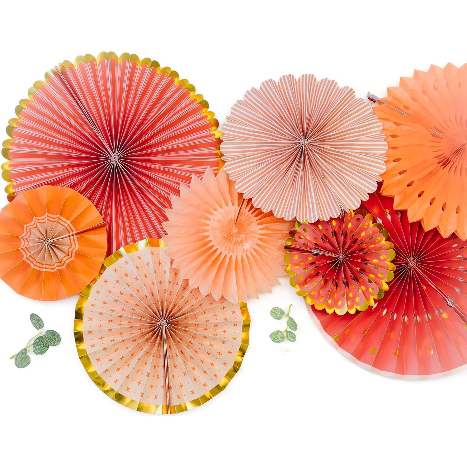 Juego de Decoración de Pared Origami PapaKit - 8 Ventiladores de Papel