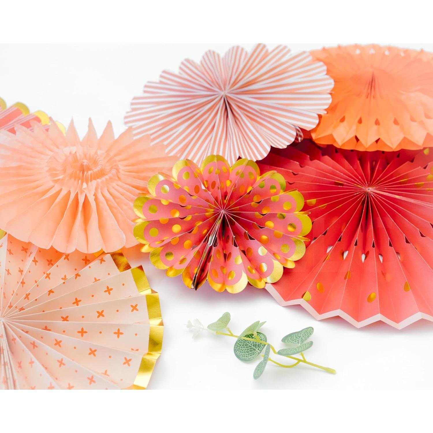 Juego de Decoración de Pared Origami PapaKit - 8 Ventiladores de Papel