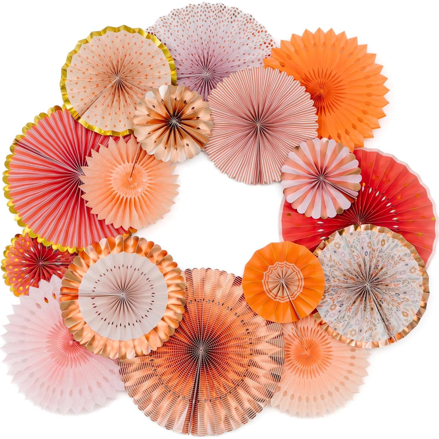 Juego de Decoración de Pared Origami PapaKit - 8 Ventiladores de Papel