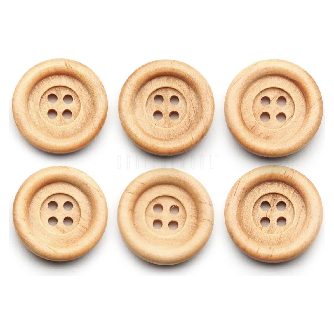 CRAFTMEMORE Wooden Buttons 4 Holes Round Wood Button for Garment Sewing DIY Crafts B739 (13mm, 12pcs)