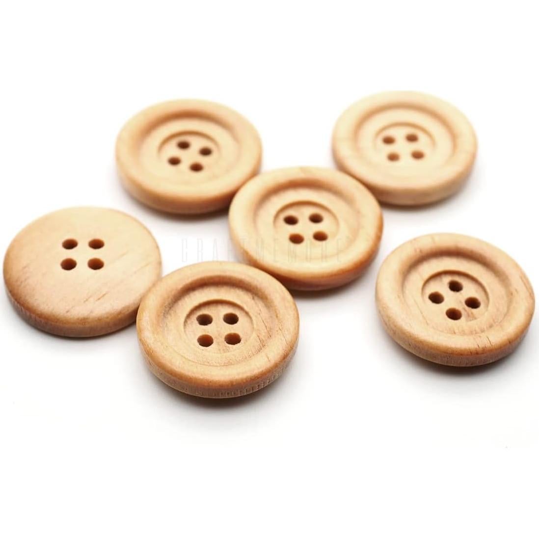 CRAFTMEMORE Wooden Buttons 4 Holes Round Wood Button for Garment Sewing DIY Crafts B739 (13mm, 12pcs)