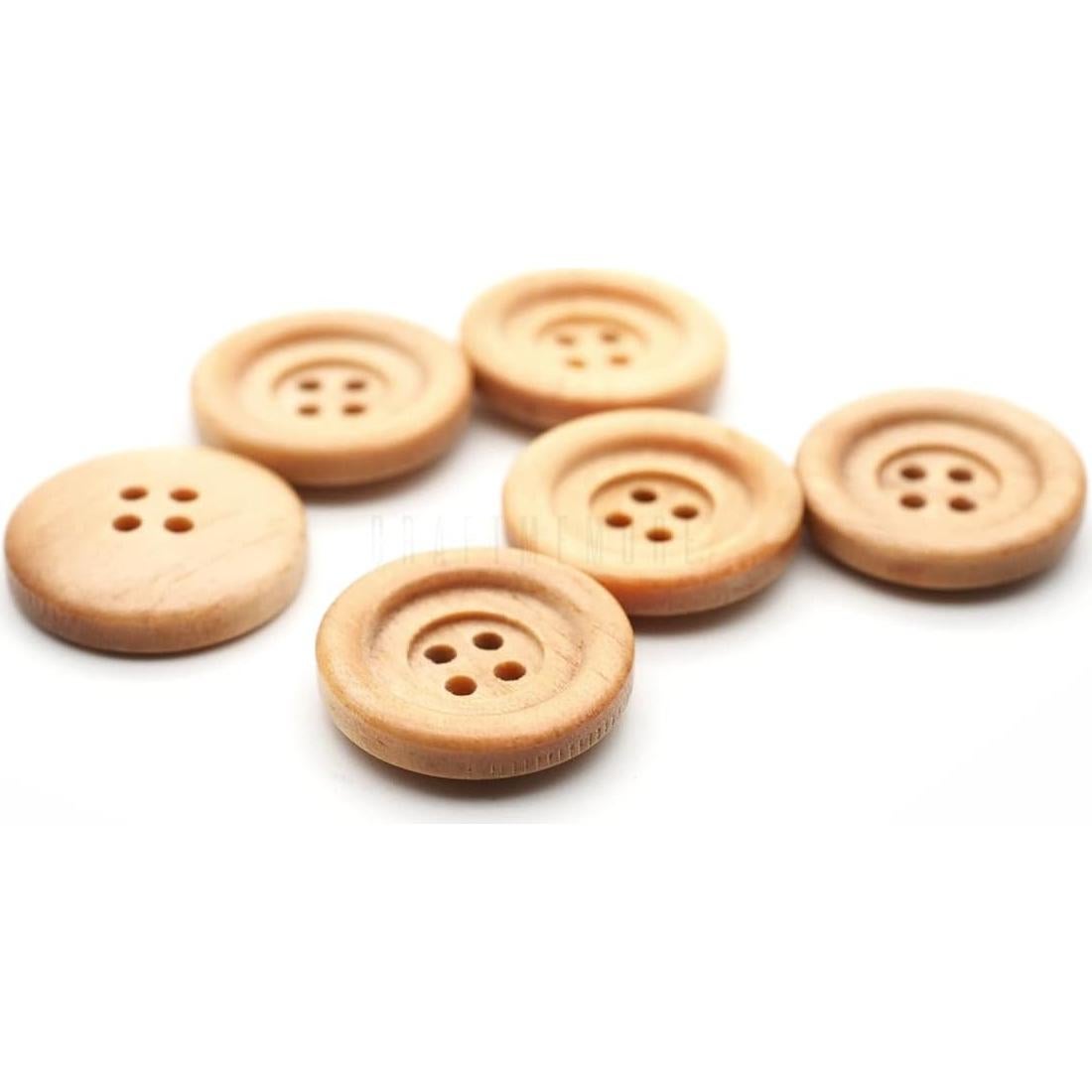 CRAFTMEMORE Wooden Buttons 4 Holes Round Wood Button for Garment Sewing DIY Crafts B739 (13mm, 12pcs)