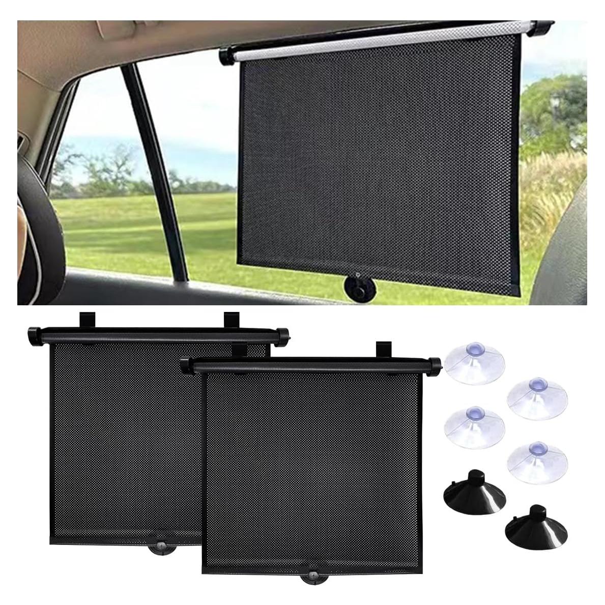 2 Sombrillas Retráctiles para Ventanas de Coche Smilfuy 47x40cm