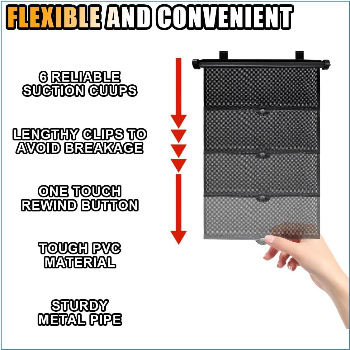 2 Sombrillas Retráctiles para Ventanas de Coche Smilfuy 47x40cm