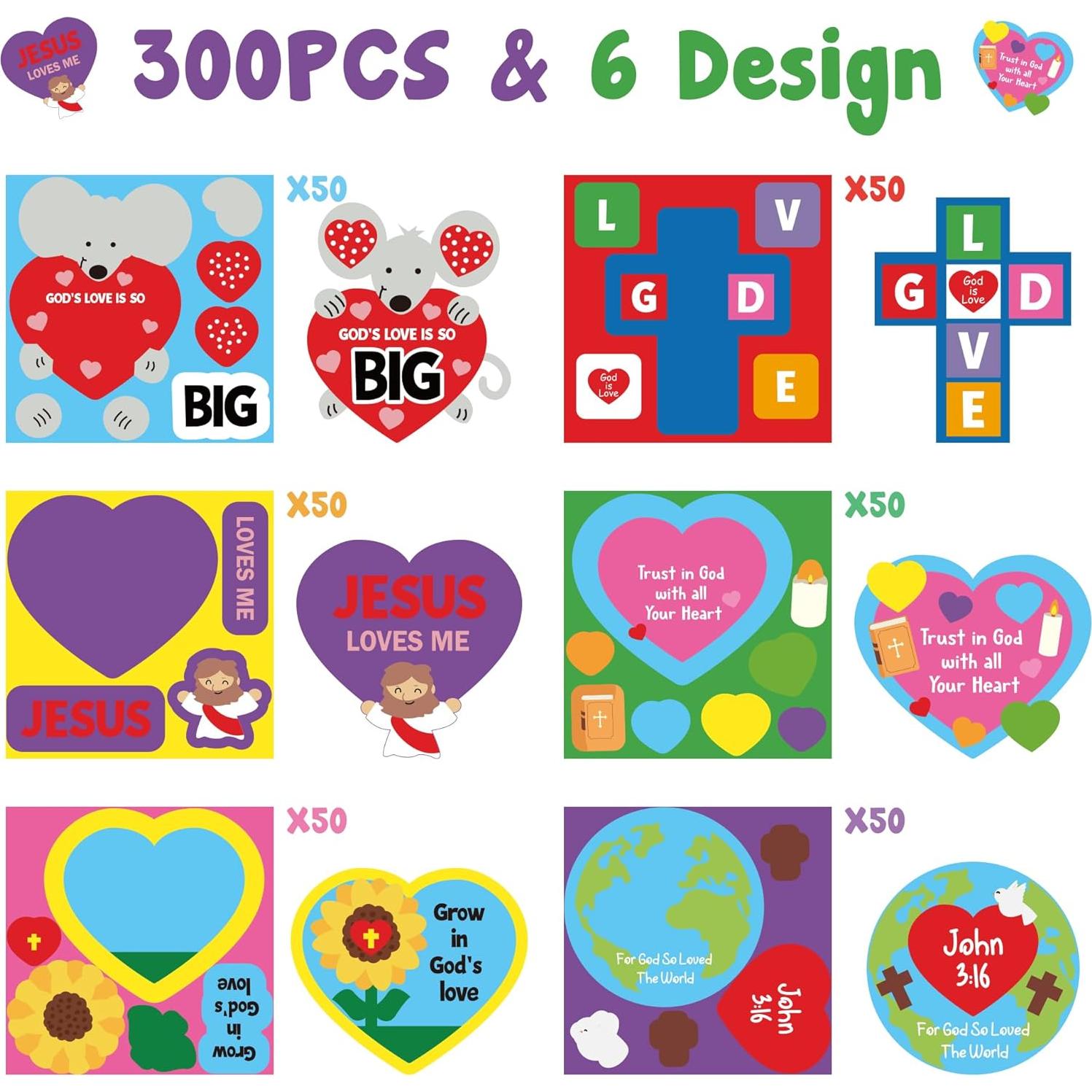 Pegatinas Autoadhesivas Haooryx 300pcs Religiosas Corazón