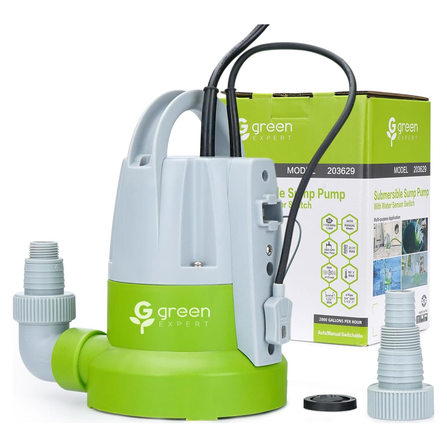 Bomba Sumergible Green Expert 1/3HP con Sensor de Agua