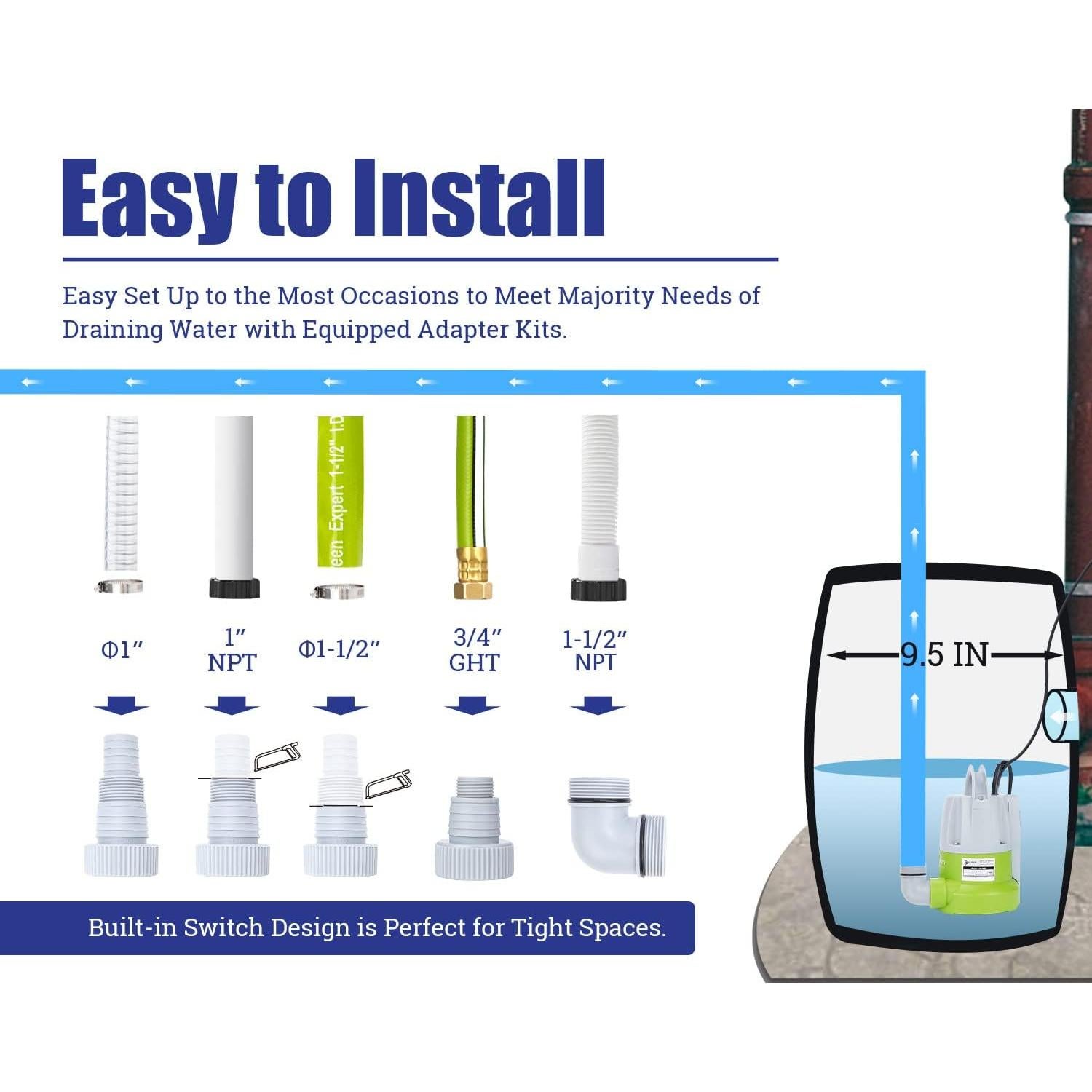 Bomba Sumergible Green Expert 1/3HP con Sensor de Agua