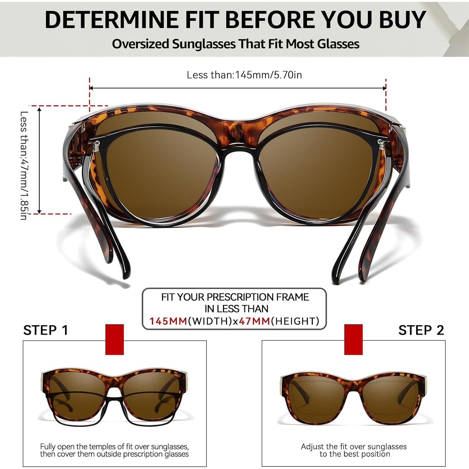 Gafas de Sol Polarizadas TJUTR para Mujeres UV400 Gran Tamaño