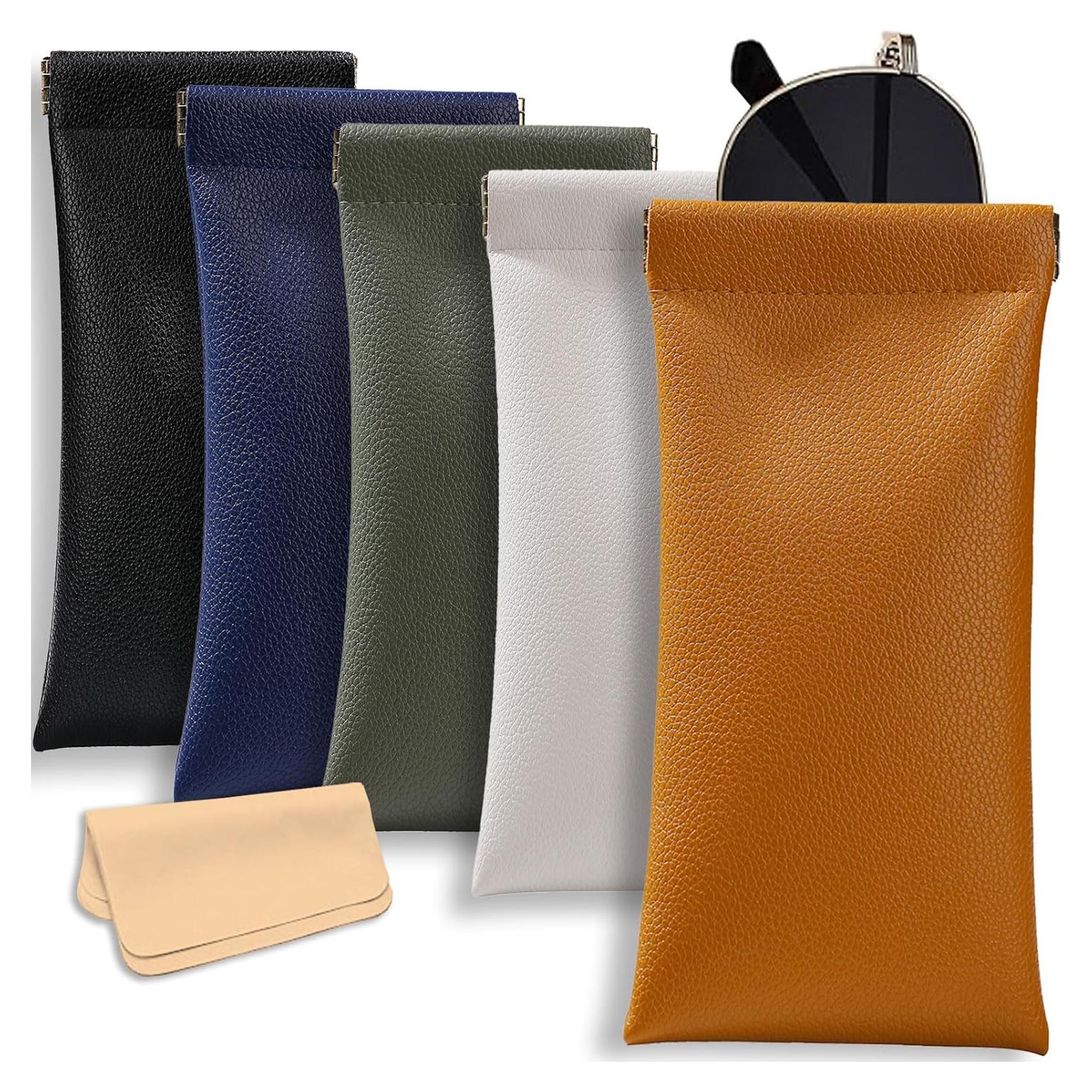 Estuche de Gafas de Cuero Crastilior - 5 Piezas, Compacto