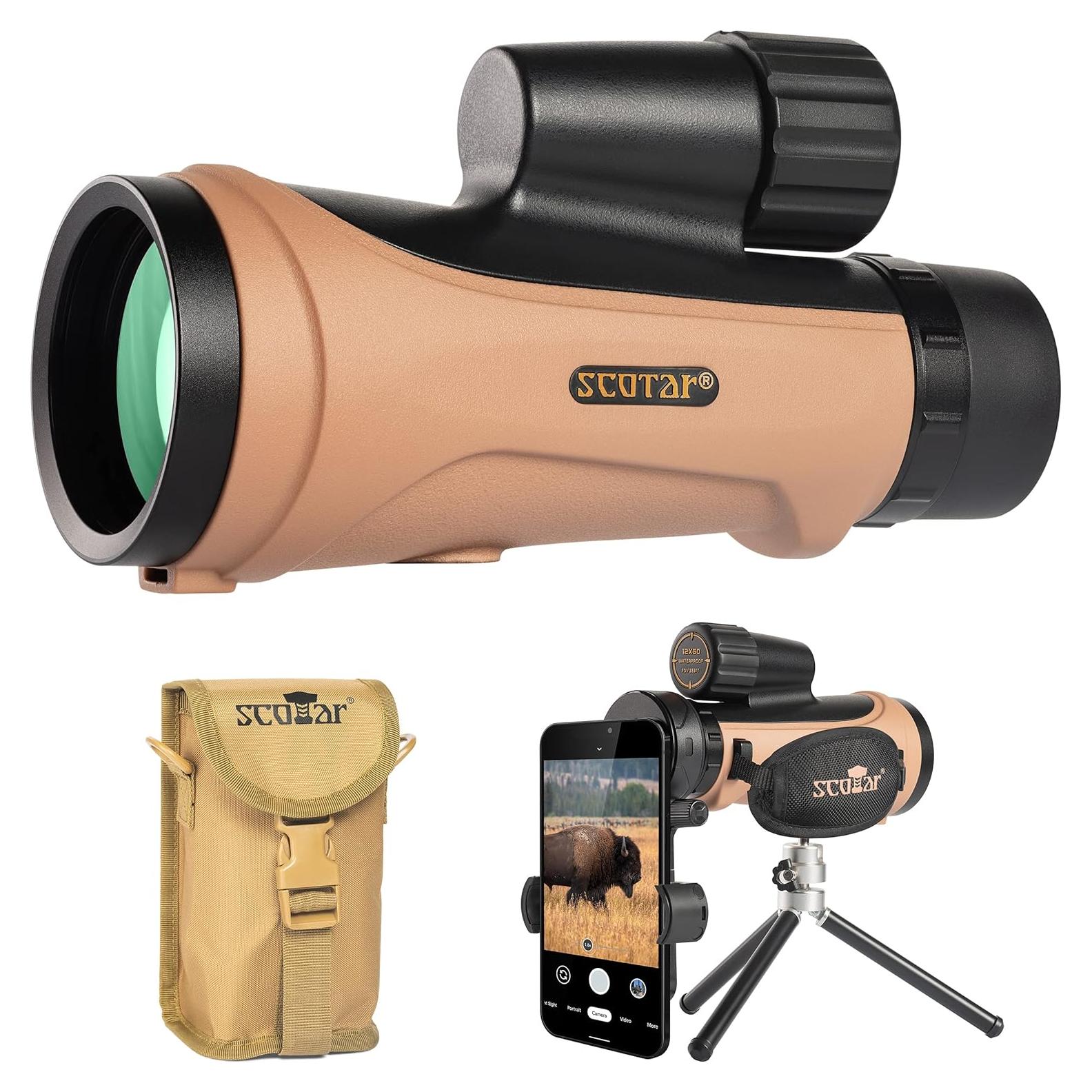 Telescopio Monocular Scotar 12x50 Impermeable con Accesorios