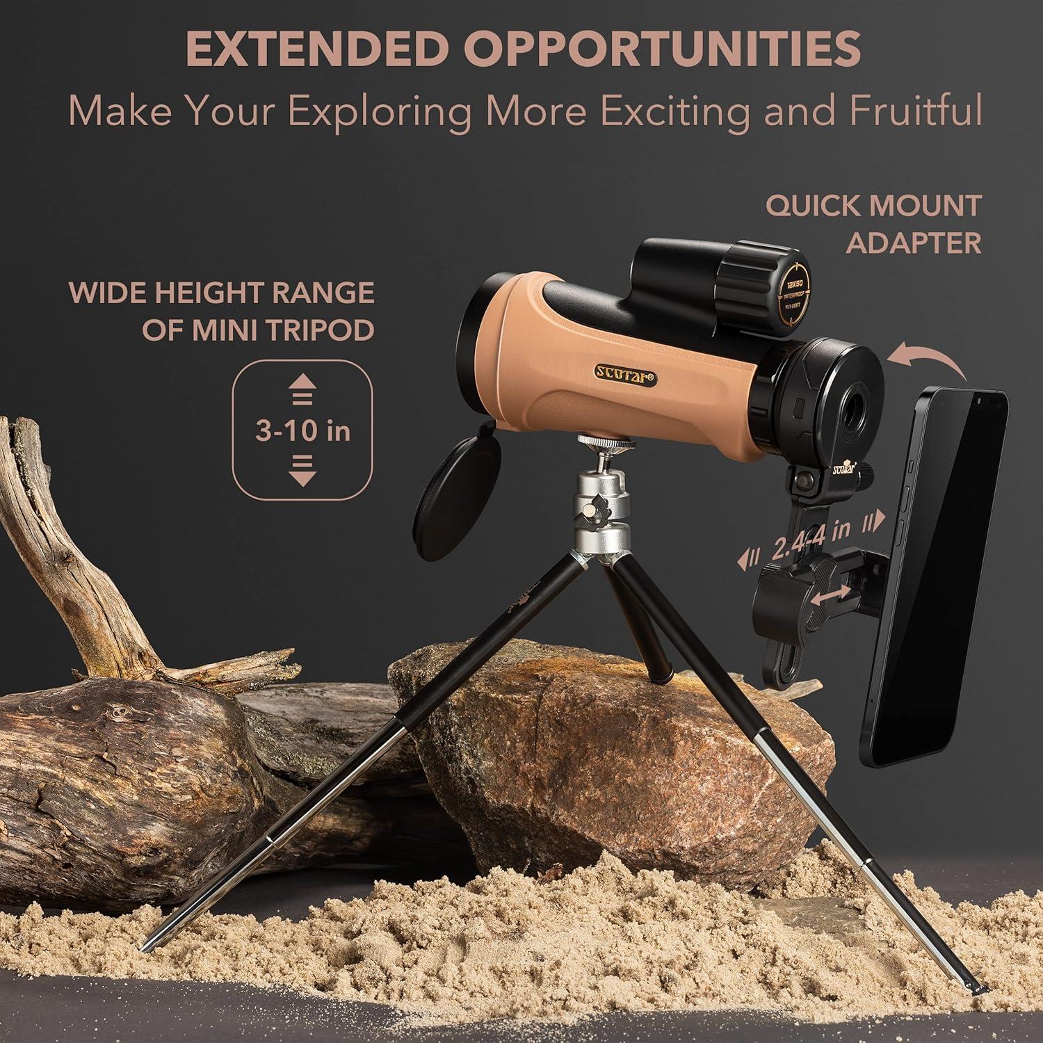 Telescopio Monocular Scotar 12x50 Impermeable con Accesorios