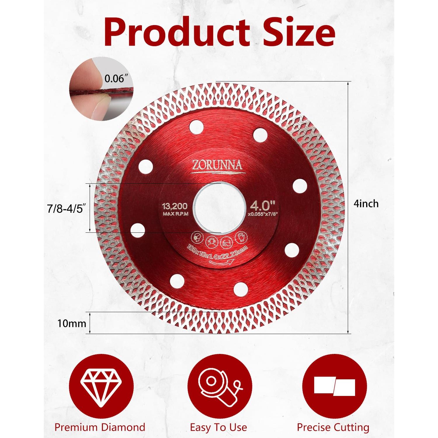 Hoja de Corte de Azulejos ZORUNNA 10.16 cm 2 Piezas