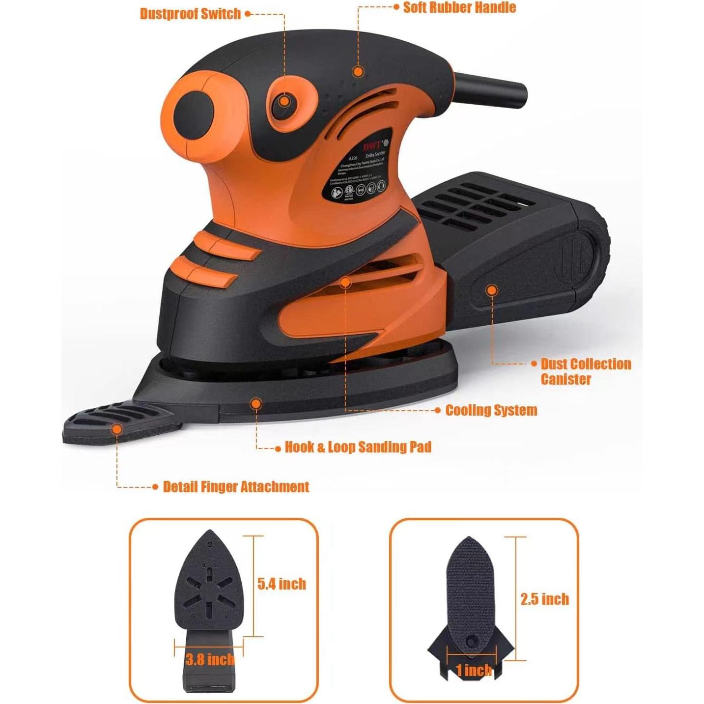 Lijadora de Detalle DWT 1.5A 15000 RPM con 24 Papeles de Lija