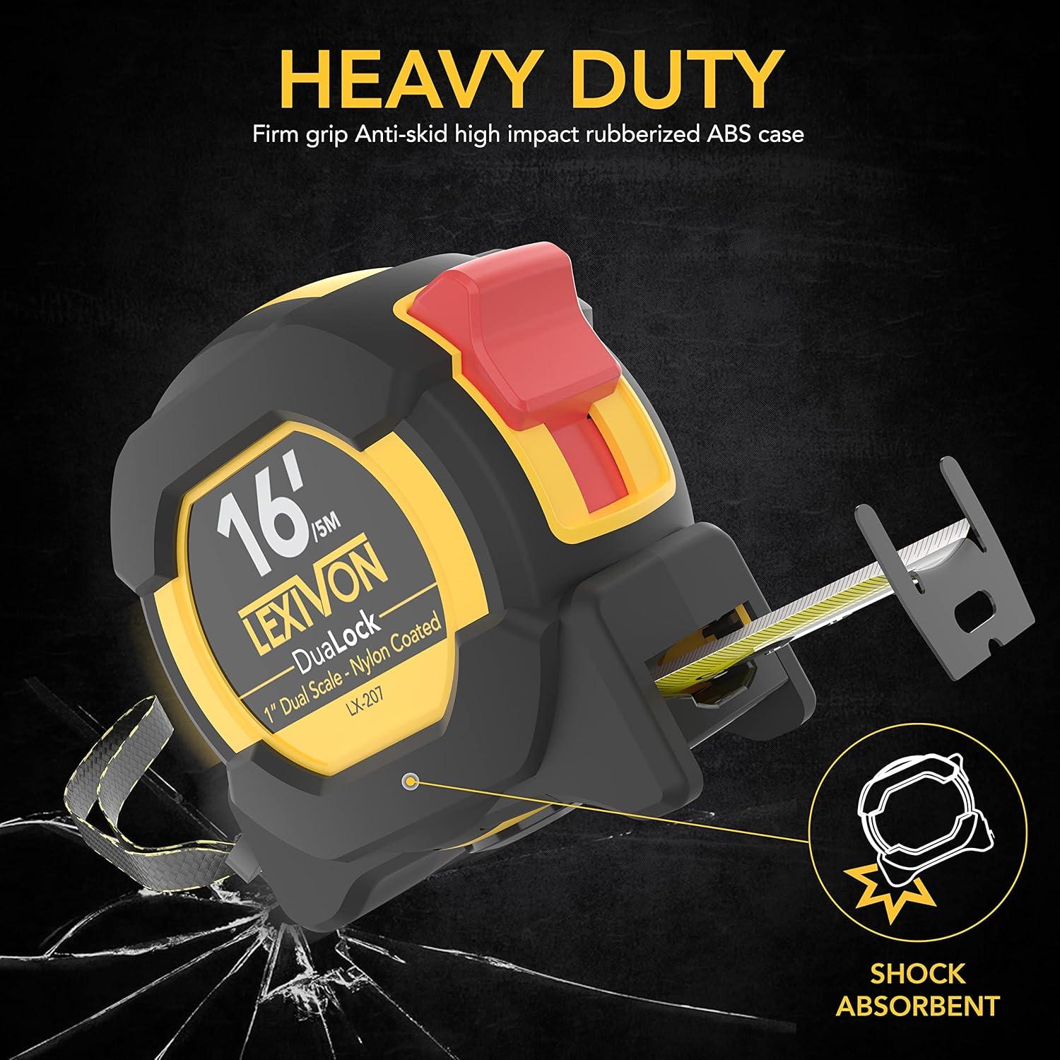 Cinta Métrica Retráctil LEXIVON 4-Pack 5m Doble Cara