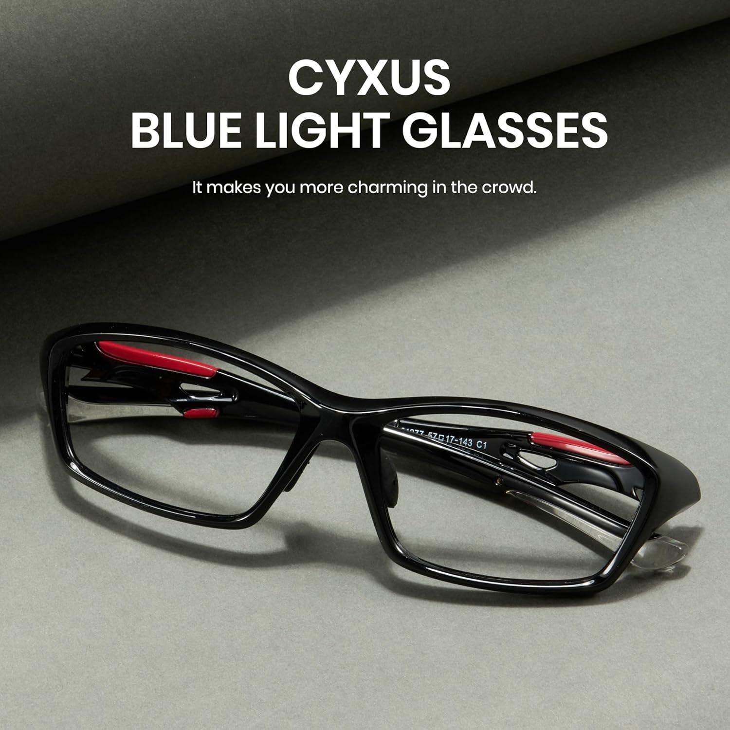Gafas de luz azul Cyxus Y2K con marco negro y lente clara