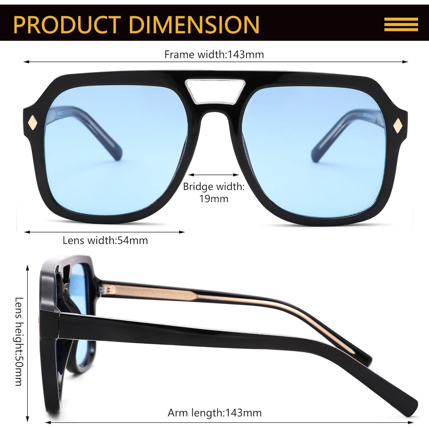 Gafas de Sol Aviador Pro Acme Retro Sobredimensionadas UV400