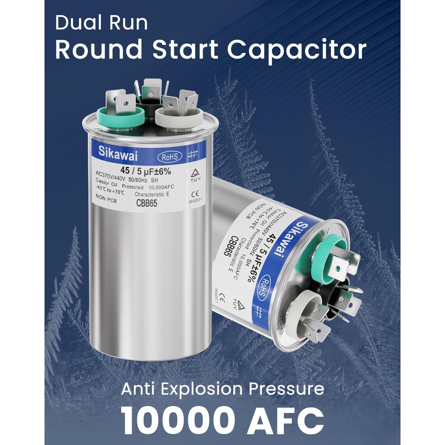 Capacitor CBB65B 45/5uF 370/440V Sikawai para Aire Acondicionado