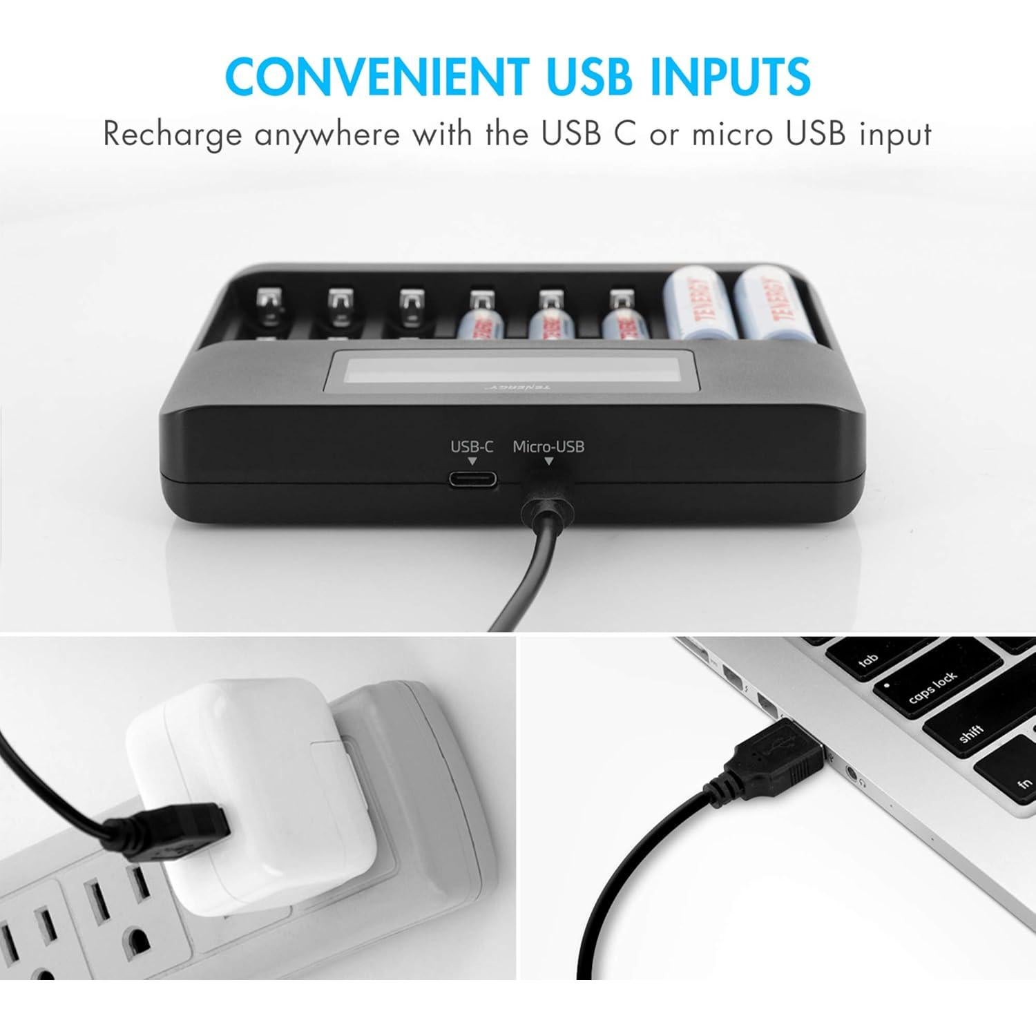 Cargador Rápido TN480U LCD para Baterías AA AAA NiMH NiCd