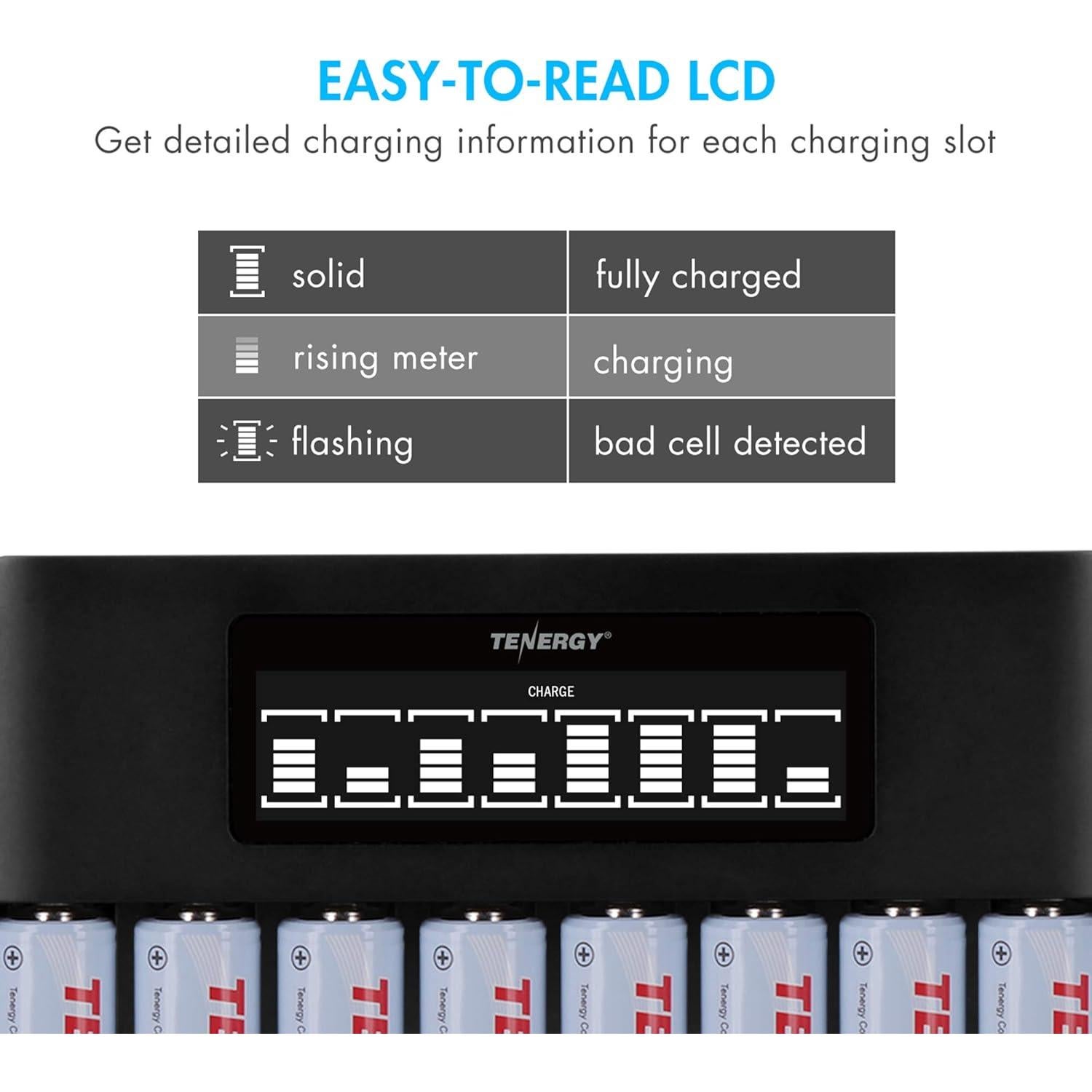 Cargador Rápido TN480U LCD para Baterías AA AAA NiMH NiCd