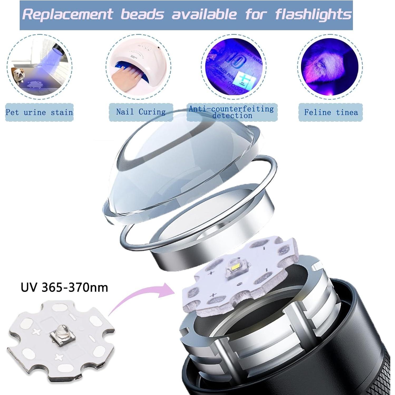 5 Pcs Luz LED UV 365-370nm Alta Potencia LEDGUHON