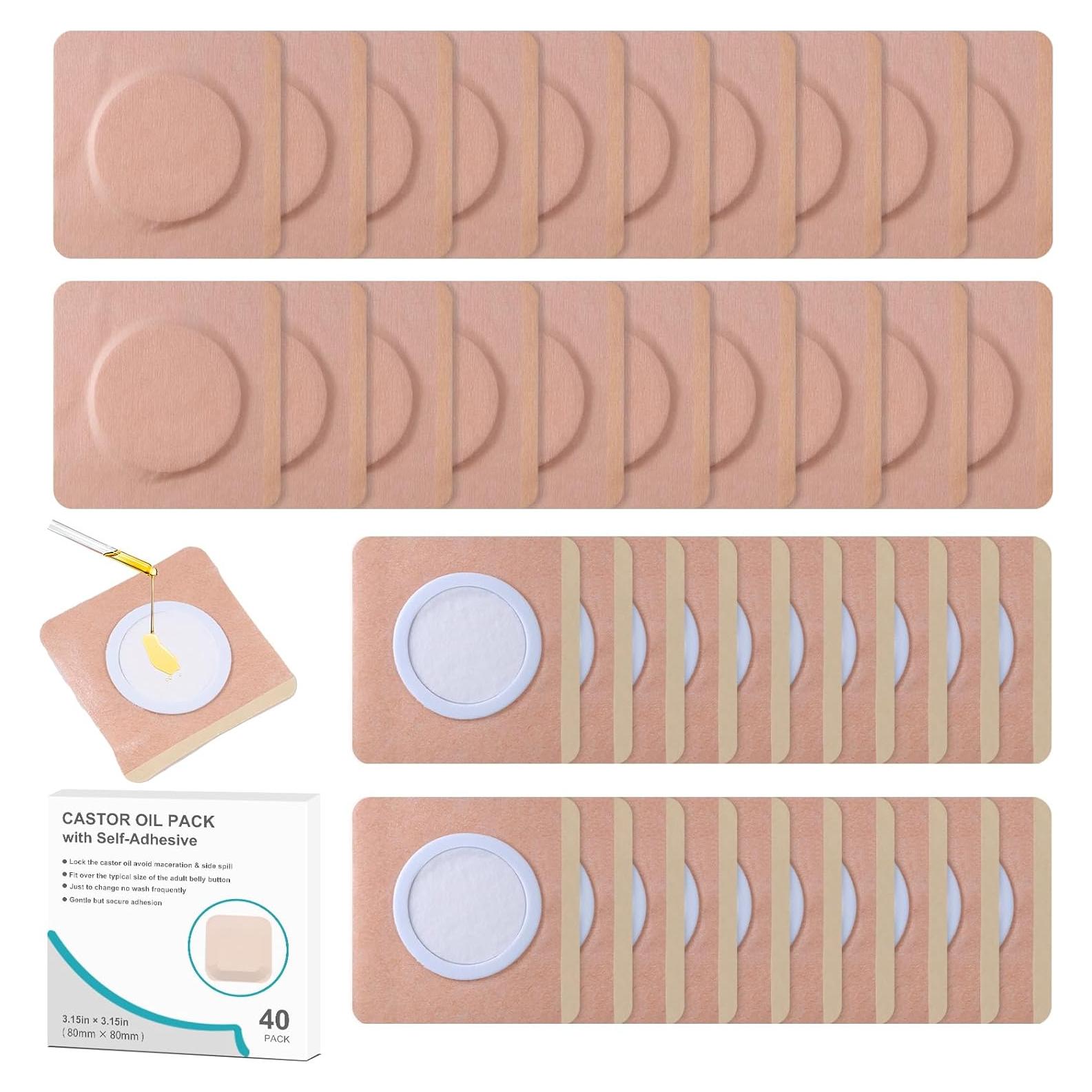 40 Parches de Aceite de Ricino Orgánico Zexrow - Hipoalergénicos