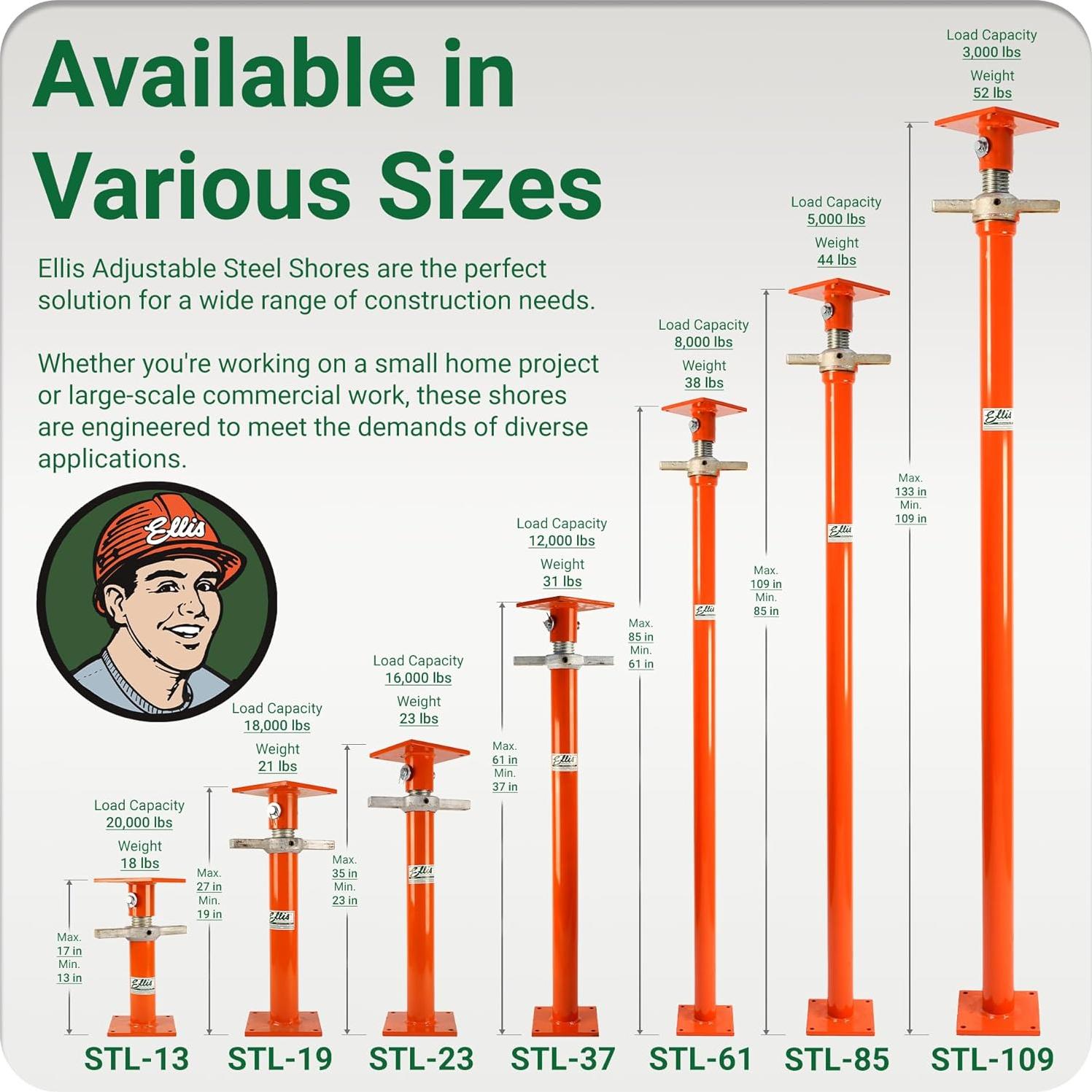 Poste de Elevación Ajustable Ellis 94-155 cm 5,443 kg