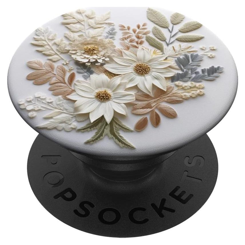 PopSockets Adhesivo PopGrip Floral Beige sobre Blanco