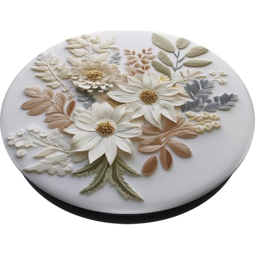 PopSockets Adhesivo PopGrip Floral Beige sobre Blanco