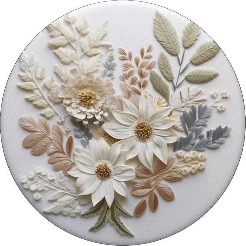 PopSockets Adhesivo PopGrip Floral Beige sobre Blanco