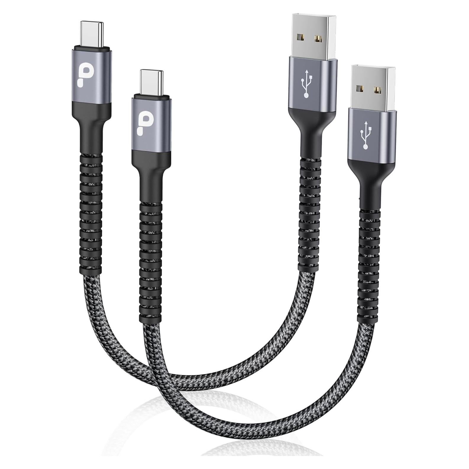Cable USB A a USB C Carga Rápida 1FT 2Pack PRAKIE Gris