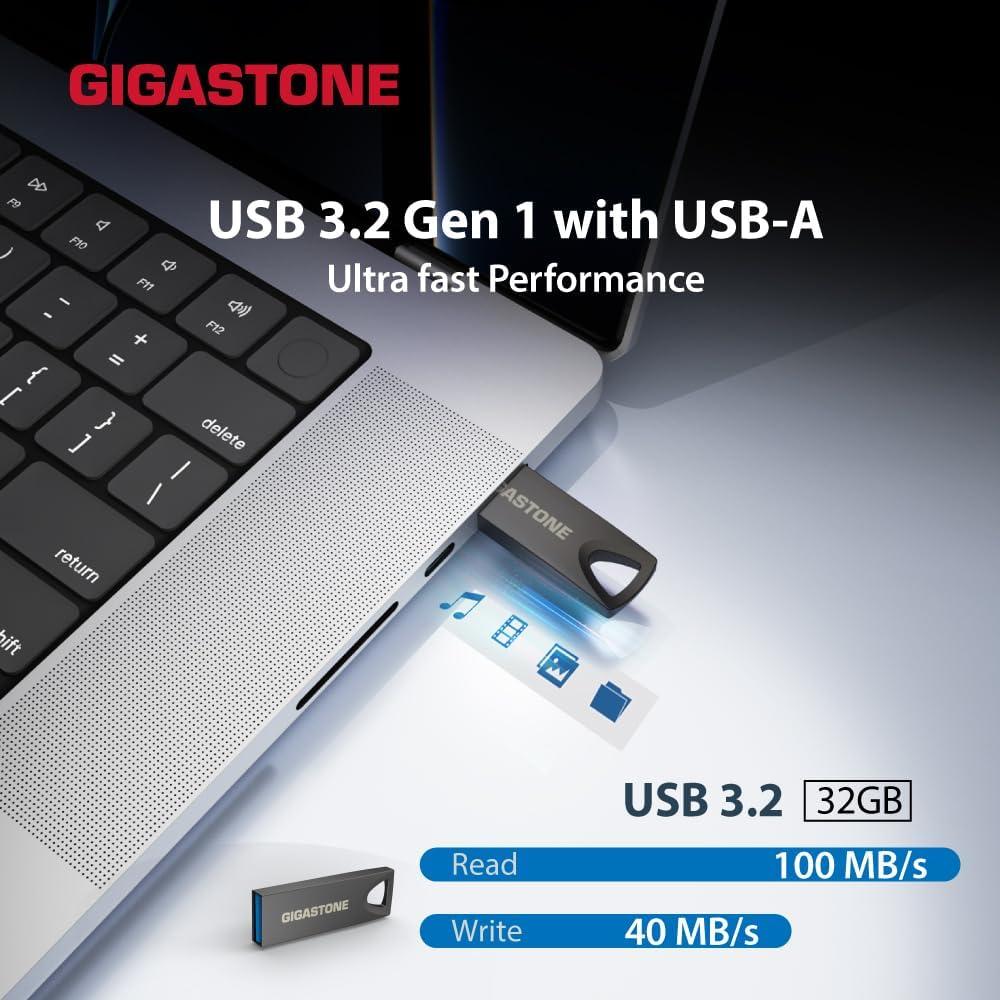 GIGASTONE Z70 32GB 2 Pack USB 3.2 Flash Drives Metal Impermeable