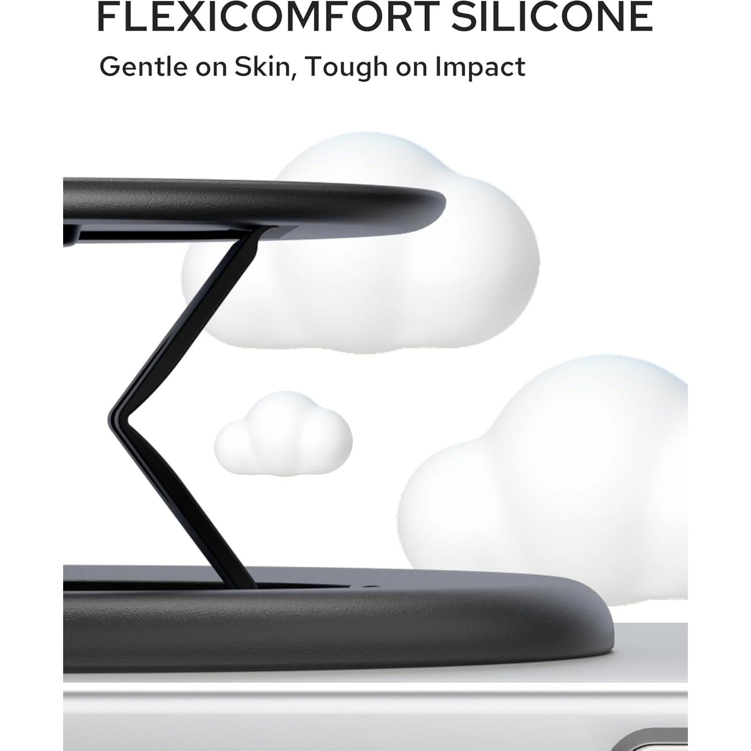 Soporte de Anillo Adhesivo TecRange Floral Negro - Ultra Delgado y Plegable