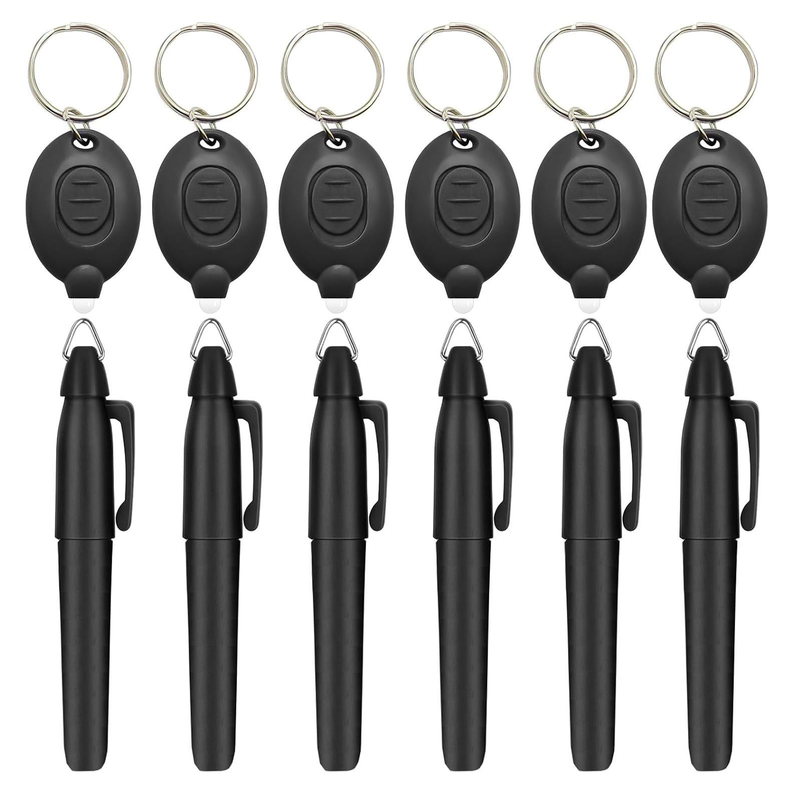 Juego de Linternas LED de Llavero y Marcadores Negros 12PCS